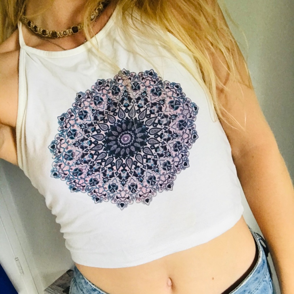 Brandy Melville mandala halter crop top